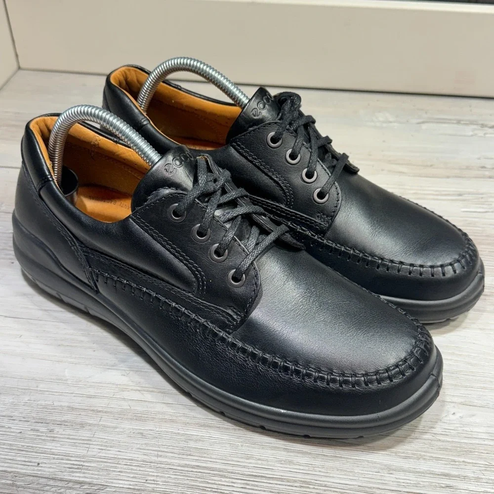 Men's ECCO Seawalker Leather Tie Oxford Shoes - Black - Sz EU 42 US 8-8.5